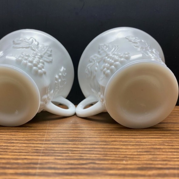 Set of 2 Vintage Raised Colony
Harvest Grape White Milk Glass Tea
Cup Coffee Mug - Picture 5 of 8
